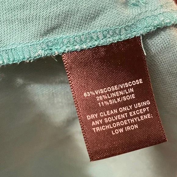 Lafayette 148 New York Women Tunic Silk Linen Top Button XL Teal Green Lagenlook - Picture 6 of 6